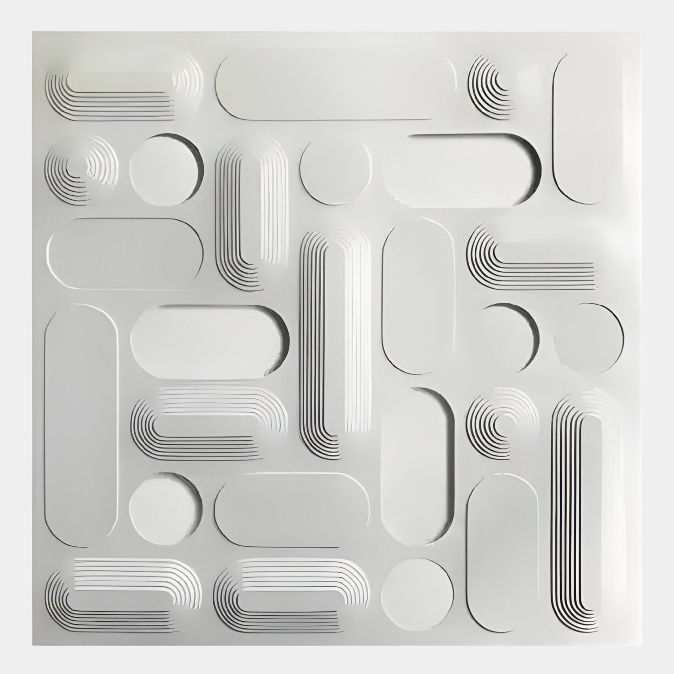Grida Soft White Wood Carving 3D Wall Art
