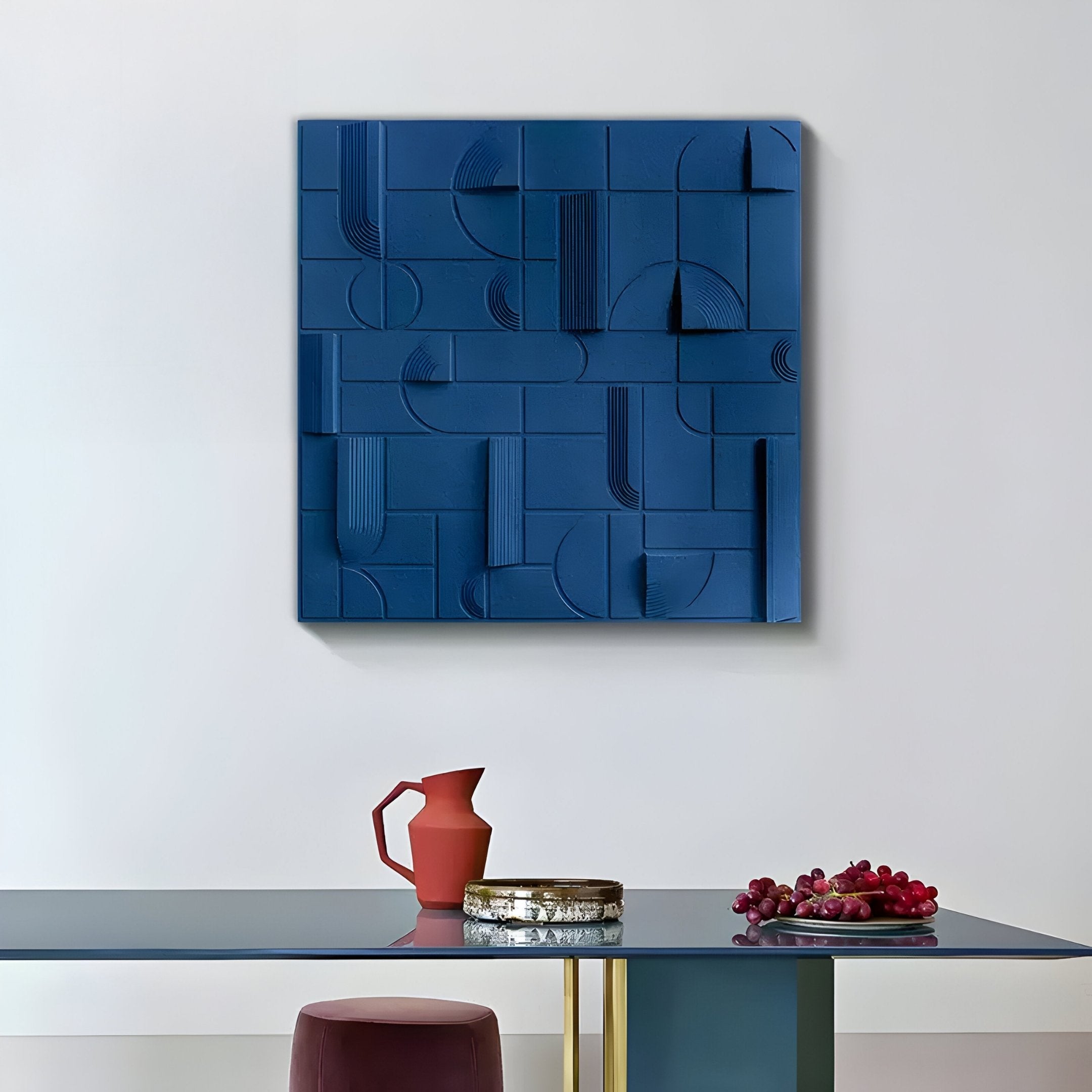 Grida Midnight Blue II Wood Carving 3D Wall Art