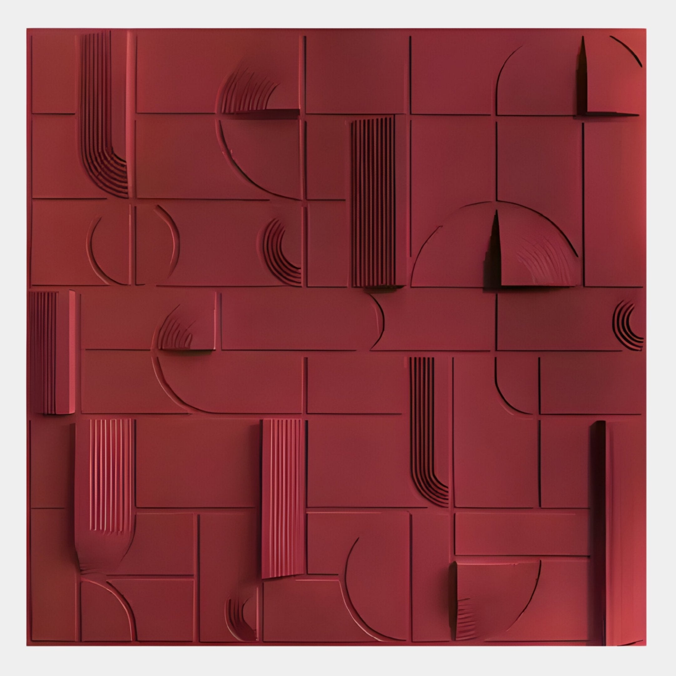 Grida Brick Red II Wood Carving 3D Wall Art