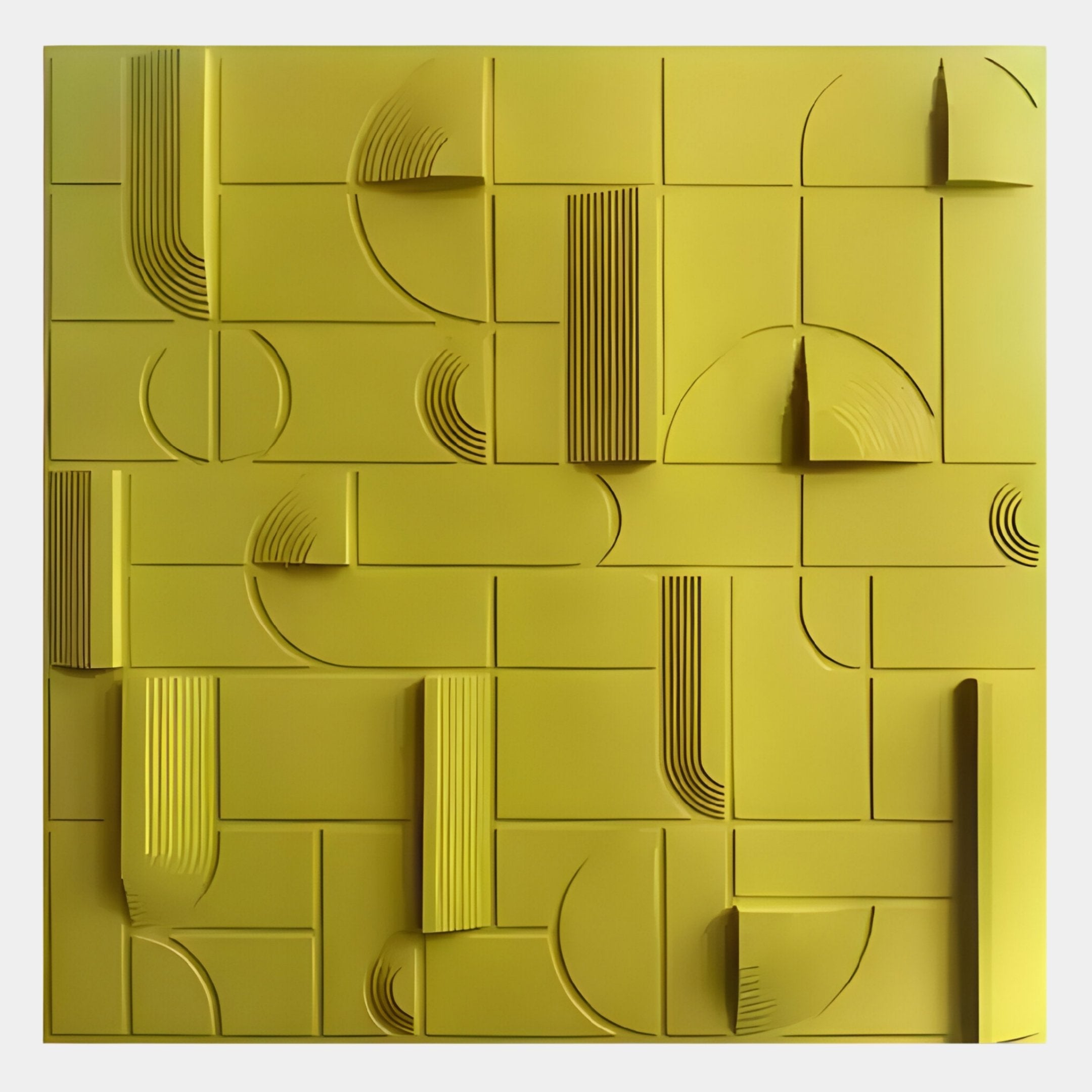 Grida Solar Yellow Wood Carving 3D Wall Art