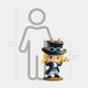 The Grand Line Sabo Labubu Sculpture - 100cm by Giant Sculptures features a chibi Sabo with a black top hat, goggles, and blonde hair, holding Flame-Flame Fruit flames—ideal for fans and stands tall next to 100 cm and 160 cm markers.