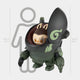 The Giant Sculptures Darksteel Labubu Mecha Sculpture - 160cm features a toy figure with animal ears and a round face inside a large green and black sci-fi-inspired fibreglass artwork, shown beside a person for scale.