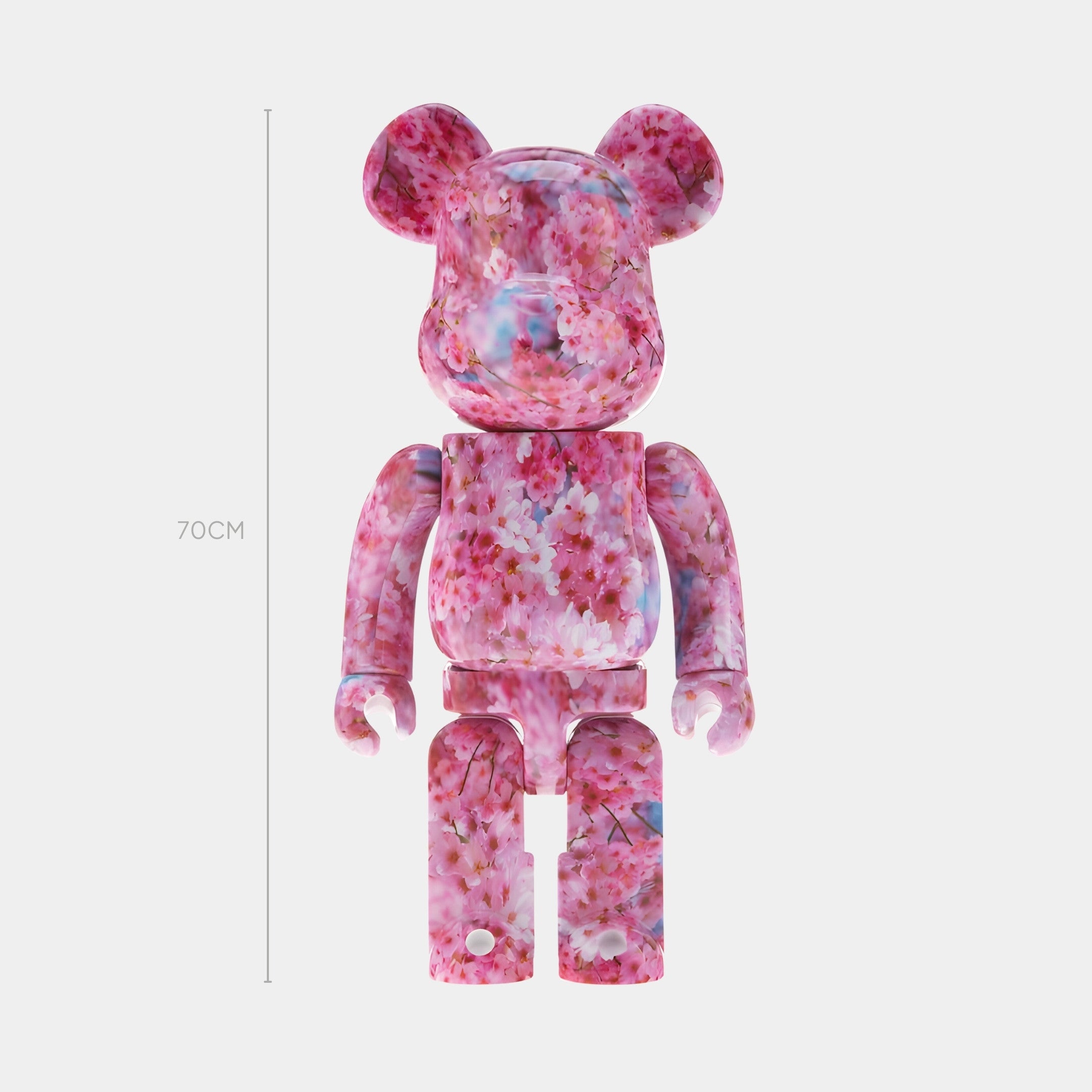 The Giant Sculptures Sakura Bloom Bear Sculpture - 70cm features a pink and white cherry blossom floral pattern and stands upright against a plain white background—a stunning limited-edition piece for collectors.