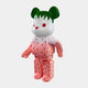 The Seeded Gradient Bear Sculpture - 70cm by Giant Sculptures features modern craftsmanship with a white head, green ears and hair, red eyes, and pink limbs accented by strawberry seed-like spots for a charming fruity appeal.