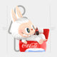 The Giant Sculptures Special Sofa Coca-Cola Labubu Sculpture stands about 160 cm (5 ft 3 in) tall, featuring a charming cartoon bunny lounging in a red Coke can chair and holding a Coke bottle.