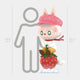 The Strawberry Fruit Labubu Sculpture - 160cm by Giant Sculptures features a cute bunny with green star eyes, pink hat, and red scarf sitting on a strawberry. Made of durable fiberglass, its perfect playful décor at 160 cm tall.