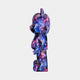 Side view of 50cm Cosmic bear sculpture with nebula-like design in purple, pink, and black.