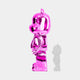 Flamingo Pink Bear Sculpture 135cm - Angled View, highlighting the electroplated pink mirror finish.