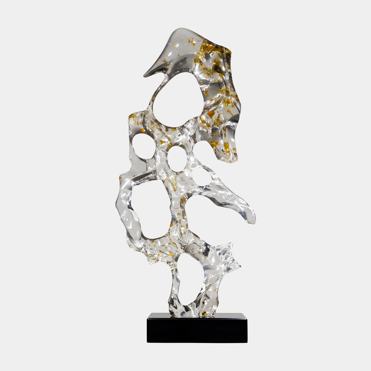 Clear Gold Leaf Pierced Fin Resin Sculpture - 83cm
