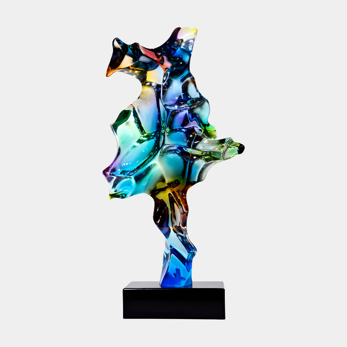 Multicoloured Iridescent Draped Twist Resin Sculpture - 58cm