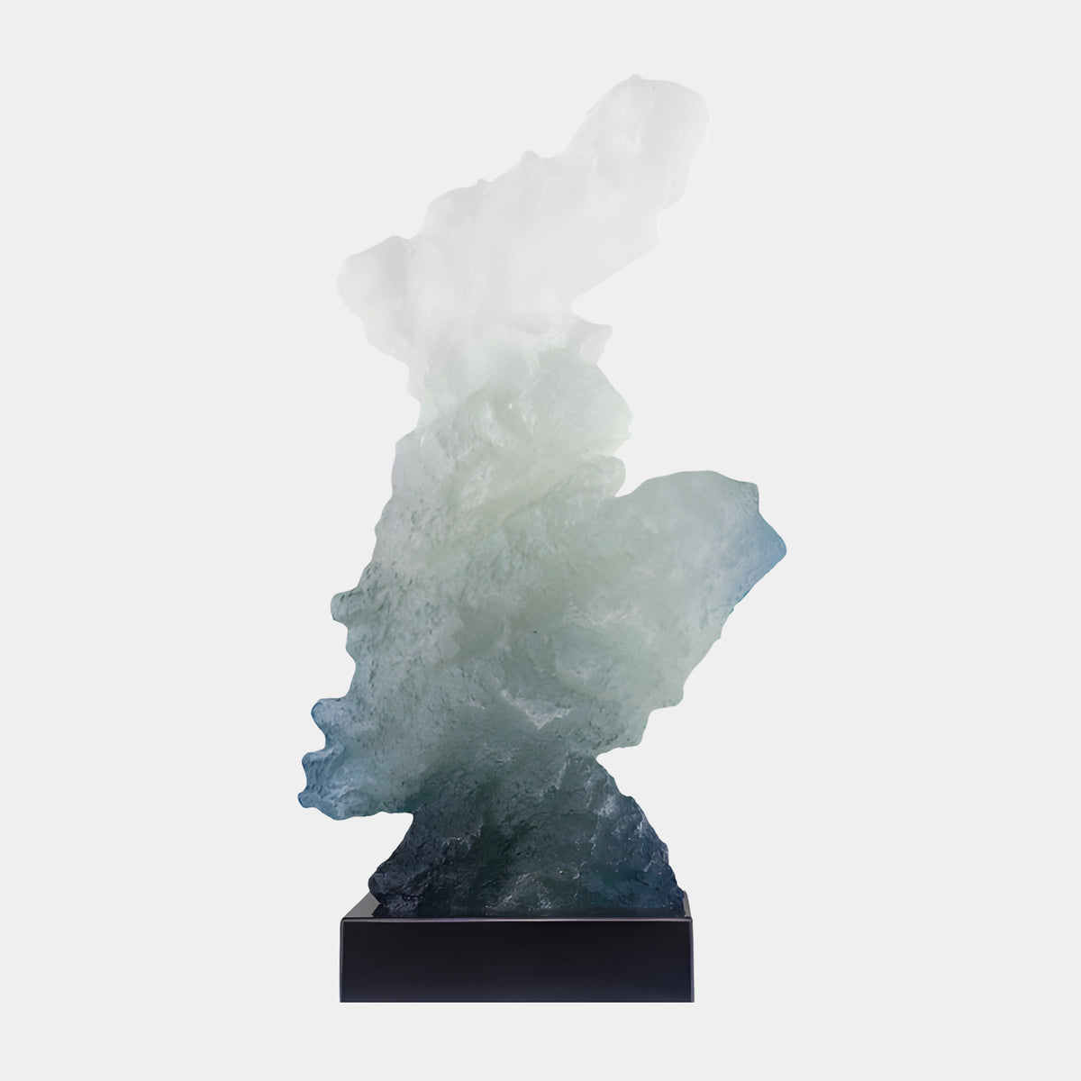 White to Blue-Green Frosted Scholar's Rock Resin Sculpture - 77cm