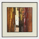Terralume Amber Rust Abstract Textured Framed Wall Art with vertical brown, gold, and rust brushstrokes and a central beige stripe, framed in black on a light mat.