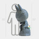 The Giant Sculptures Art History Thinker Labubu Sculpture (160cm) features a large gray figure bowing its head on a rock beside a white flower, with a height chart silhouette showing its indoor display size of about 5 ft 3 in.