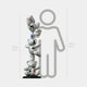 The Gacko Basquiat Triple Bear Sculpture by Giant Sculptures stands 150 cm tall, featuring stacked white bears with black and red doodles—slightly shorter than the 160 cm person outline shown for scale.