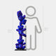 The Gacko Blue Love Triple Bear Sculpture - 150cm by Giant Sculptures features four stacked blue teddy bears with red spots in fibreglass, shown next to a 160cm outline for scale.