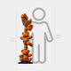 The Gacko Hermes Triple Bear Sculpture by Giant Sculptures features orange bears stacked on a black base, standing 150cm tall. Compared to a 160cm figure, it highlights its contemporary, luxury-inspired decor appeal.