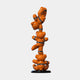 The Gacko Hermes Triple Bear Sculpture (90cm) by Giant Sculptures features three glossy orange bears stacked and wrapped in "Fragile" black tape—a bold contemporary centerpiece for luxury home decor.