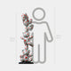 The Gacko Keith Love Triple Bear Sculpture - 150cm by Giant Sculptures features four white teddy bears with red hearts stacked vertically, shown next to a height chart and a grey 160 cm silhouette for scale. Inspired by contemporary pop art.