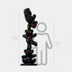 The Gacko Multicoloured LV Triple Bear Sculpture by Giant Sculptures stands 200cm (6ft 6in) tall, shown beside a 150cm (4ft 11in) person outline for scale, against a plain background.