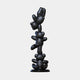 The Gacko Matte Black LV Triple Bear Sculpture by Giant Sculptures is a 90cm contemporary pop art fibreglass piece featuring three stacked balloon-like bears with engraved Louis Vuitton logos, all on a round base against a light background.