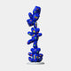 A vibrant 90cm fibreglass sculpture by Giant Sculptures, the Gacko Puzzle Triple Bear features blue bears stacked vertically with star patterns, standing on a white base—a playful and eye-catching decor piece.