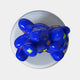 The Gacko Puzzle Triple Bear Sculpture - 150cm by Giant Sculptures is a glossy blue, bear-shaped balloon artwork in fiberglass, displayed on a round silver base and viewed from above—a bold piece of contemporary decor.