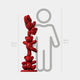 The Gacko Red Triple Bear Sculpture by Giant Sculptures is a contemporary 150cm fibreglass artwork featuring three stacked bears, shown beside a 160cm person for scale.