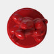 The Gacko Red Triple Bear Sculpture by Giant Sculptures features glossy, abstract rounded forms on a circular red base—a bold 90cm contemporary art piece viewed from above against a plain white background.