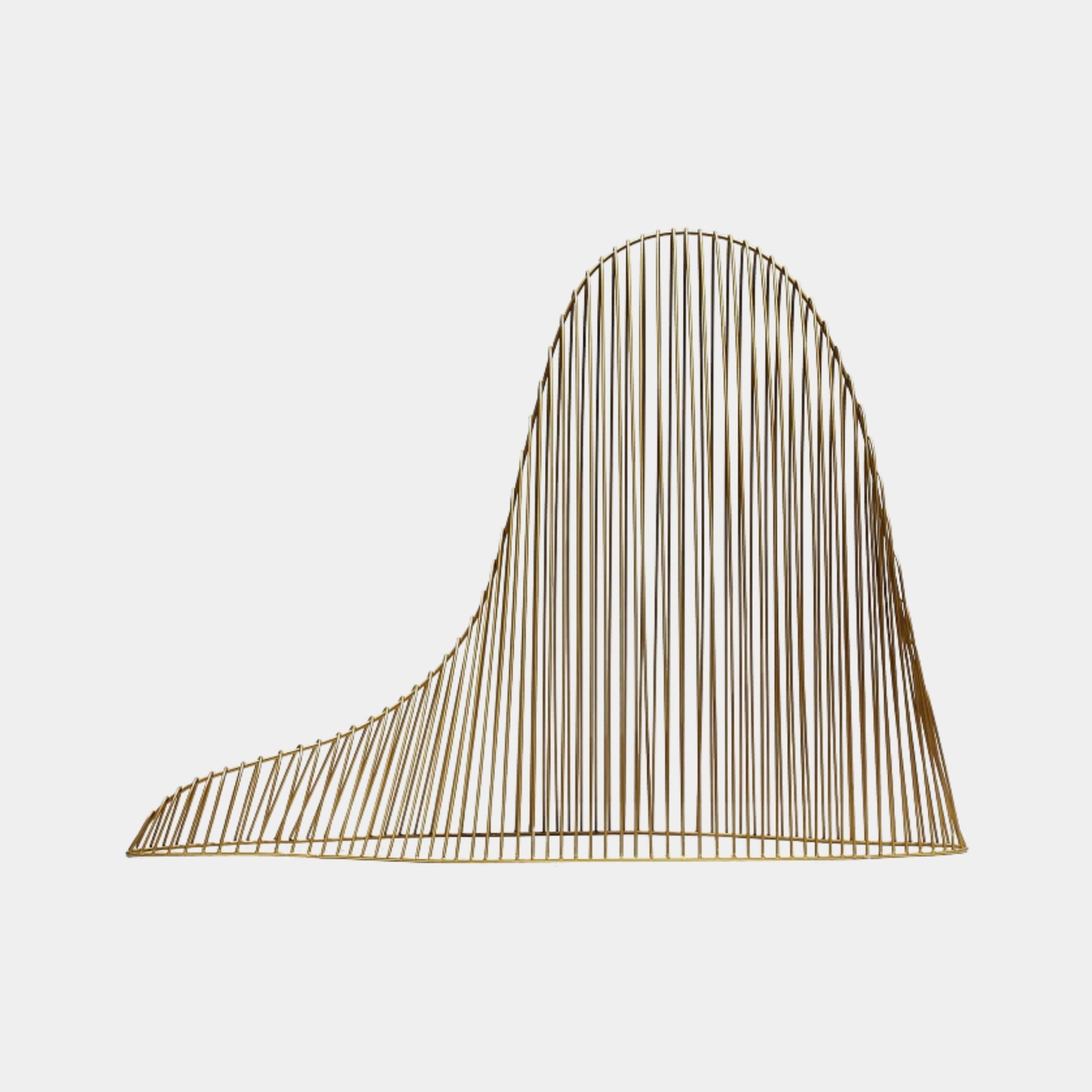 Giant Sculptures Gold Rod Mountain Wave Metal Sculpture 80cm, parallel gold rods forming a wave silhouette with central peak, shown against a plain background.