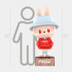 The Giant Sculptures Vacation Fit Coca-Cola Labubu Sculpture (160cm) features a cartoon Labubu in a blue hat and red Coca-Cola hoodie, standing on a branded platform—perfect for indoor displays and matching the height of a 160cm silhouette.