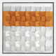 The Tessera White & Orange I Geometric Wood 3D Wall Art by Giant Sculptures features hand-painted orange and white pine cubes in a geometric pattern within a white frame—ideal for adding modern style to minimalist spaces.