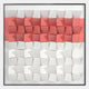 The Tessera White & Coral I Geometric Wood 3D Wall Art by Giant Sculptures features a grid of white and coral 3D cubes in a thin black frame, creating a bold geometric accent perfect for adding modern elegance to any space.