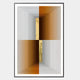 The Striato Bronze & Grey Wood Quadrant 3D Wall Art With Gold Accent by Giant Sculptures features concentric rectangles in brown, gray, and white, divided into four quadrants with a central textured gold strip and finished with a black border.