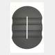 Ellipse Charcoal Oval Wood 3D Canvas Wall Art by Giant Sculptures features wavy edges, four horizontal segments, and a vertical white line set on white—a striking modern piece for contemporary design lovers.