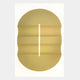 Ellipse Gold Oval Wood 3D Canvas Wall Art by Giant Sculptures features a minimalist tan gold oval with wavy edges on a white background, accented by a vertical white line for striking 3D appeal.