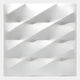 The Verto White Stretch Fabric Layered Wooden 3D Wall Art by Giant Sculptures features diagonal geometric ridges and folds, creating striking minimalist decor with alternating light and shadow—ideal for contemporary spaces.