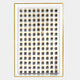 The Artiora Wood Block Modular Grid 3D Wall Art by Giant Sculptures features a grid of small, house-shaped cutouts that cast soft shadows on a white background, all within a rectangular frame with a thin gold border.