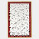 The Artiora Red Edge & White Abstract Wooden Shard 3D Wall Art by Giant Sculptures features a white rectangular panel with geometric protrusions, set on a red background and finished with a slim gold border.
