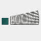 The Illustra Teal Highlight BOOM Text 3D Wooden Wall Art by Giant Sculptures features a green square and a white cone with bold, distorted “BOOM” text and horizontal lines, set on a plain white background.