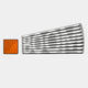 The Illustra Vibrant Orange Highlight BOOM Text 3D Wooden Wall Art by Giant Sculptures features a square orange section and large silver megaphone with white BOOM text on a white background—ideal for modern, dynamic interiors.