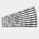 The Illustra Minimalist BOOM Text 3D Wooden Wall Art by Giant Sculptures features a wall-mounted, semi-circular slatted design that partially reveals bold white BOOM lettering against a grey background.
