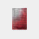 Giant Sculptures Reflexion Ruby Red Cube Mosaic 3D Wooden Wall Art features a grid of small reflective squares creating an abstract pattern. The squares transition from silver to deep red, producing a gradient effect reminiscent of a cube mosaic.