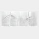 The Harmonic Forms 4-Panel White Wood Carving 3D Wall Art by Giant Sculptures features four white panels with vertical textured lines, forming a minimalist abstract wavy pattern across a light gray background.