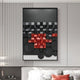 The Obscura Black & Red Geometric 3D Wooden Wall Art by Giant Sculptures adorns the wall above the bed, showcasing black, red, and gray cubes and circles. Its 3D wooden effect enhances depth and dimension in the minimalist bedroom decor.