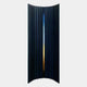 The Illumina Blue Vertical Gradient Wooden Hand-Painted 3D Wall Art by Giant Sculptures is a minimalist vertical piece with a slight curve, featuring a glowing yellow and blue central slit against a plain light gray background.