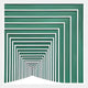 The Prismalux Green Wood Carving Hand-Painted 3D Wall Art by Giant Sculptures features layered white rectangular frames on a green gradient, creating striking geometric patterns and a captivating, tunnel-like three-dimensional effect.