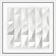 The Geometrica Intricate White Fold 3D Wood Relief Wall Art by Giant Sculptures features a geometric grid of squares with curled corners, creating subtle shadows and a striking 3D effect within a simple frame.