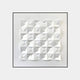 The Geometrica Tessellated Cube White 3D Wood Relief Wall Art by Giant Sculptures features folded white paper in a grid on a plain background, creating light and shadow effects that mimic the depth of a 3D wood relief.