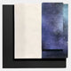 The Astra Galaxy Blue Textured Wood Carving 3D Wall Art by Giant Sculptures features three overlapping rectangles with a black background, textured off-white center, and a starry blue-purple galaxy panel on the right.