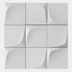 Curvatura White Grid 3D Wood Relief Wall Art by Giant Sculptures features nine square tiles with subtle abstract curves, a minimalist geometric pattern, and light gray tones—perfect for adding contemporary elegance to modern interiors.